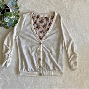 Blushed- White cardigan with floral back